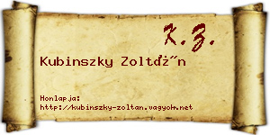 Kubinszky Zoltán névjegykártya